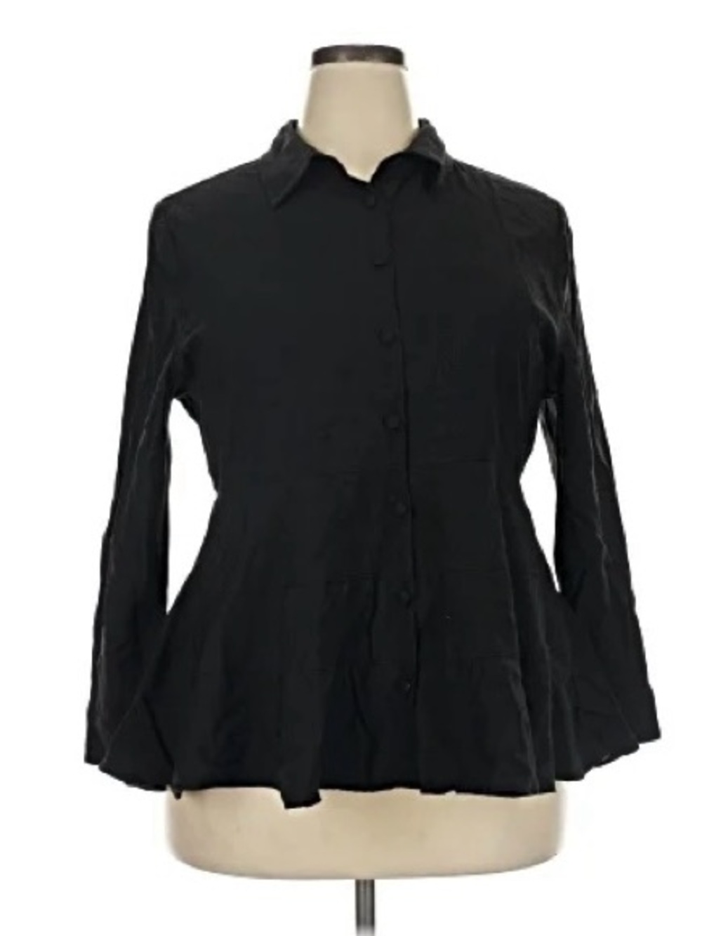 Pomander Place Ashlen Blouse Black Button Down Tiered Flared Tuckernuck L